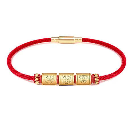24K Gold Zodiac Red String Bracelet - Chinese Astrology Charm