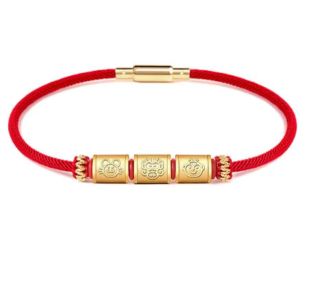 24K Gold Zodiac Red String Bracelet - Chinese Astrology Charm