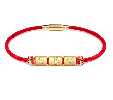 24K Gold Zodiac Red String Bracelet - Chinese Astrology Charm