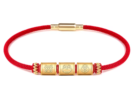 24K Gold Zodiac Red String Bracelet - Chinese Astrology Charm