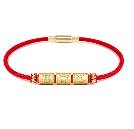 24K Gold Zodiac Red String Bracelet - Chinese Astrology Charm