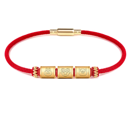 24K Gold Zodiac Red String Bracelet - Chinese Astrology Charm