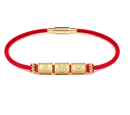 24K Gold Zodiac Red String Bracelet - Chinese Astrology Charm