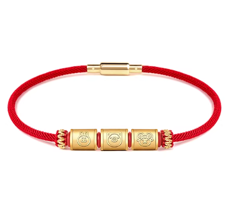 24K Gold Zodiac Red String Bracelet - Chinese Astrology Charm