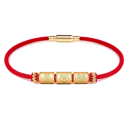 24K Gold Zodiac Red String Bracelet - Chinese Astrology Charm