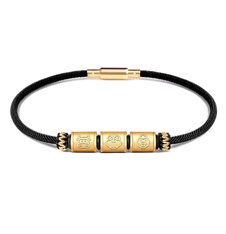 24K Gold Zodiac Red String Bracelet - Chinese Astrology Charm