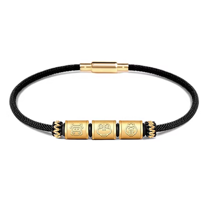 24K Gold Zodiac Red String Bracelet - Chinese Astrology Charm