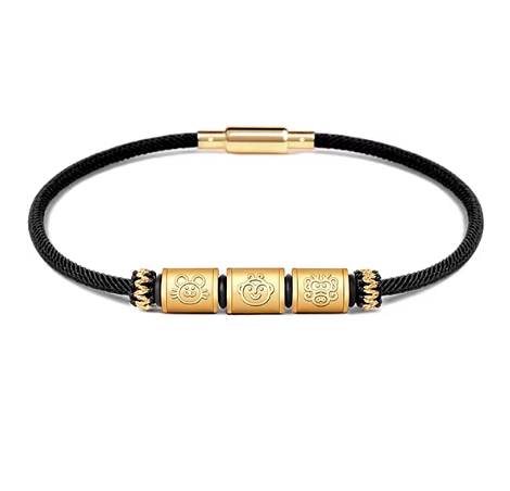 24K Gold Zodiac Red String Bracelet - Chinese Astrology Charm