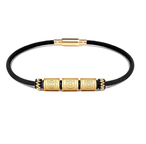 24K Gold Zodiac Red String Bracelet - Chinese Astrology Charm