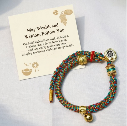 Om Mani Padme Hum Wealth Bracelet - Zakiram Goddess Charm with Gift Card