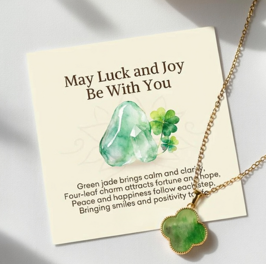 Louts Way "May Luck and Joy Be With You" Jade Necklace Includes Gift Message Card