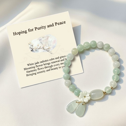 Lotus Way Natural White Jade Bracelet - Hoping for Purity and Peace