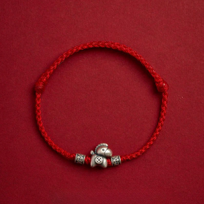 Year of the Horse 999 Sterling Silver Braided Bracelet - Adjustable