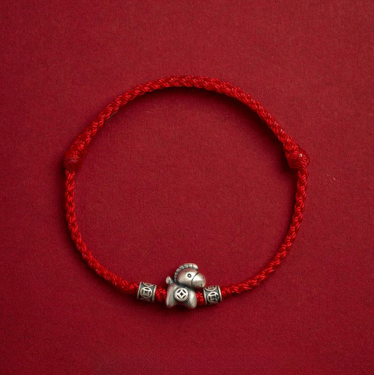 Year of the Horse 999 Sterling Silver Braided Bracelet - Adjustable