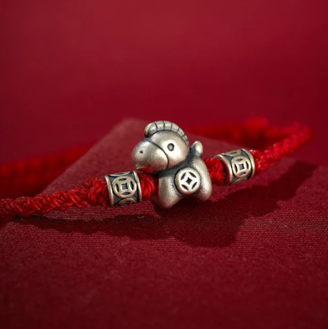 Year of the Horse 999 Sterling Silver Braided Bracelet - Adjustable