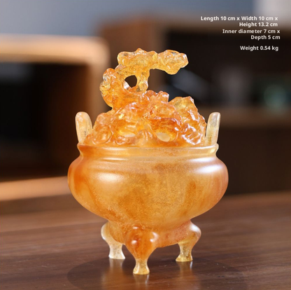 Powdered Glaze Taihu Stone Incense Burner Zen Oriental Tea Room Decor