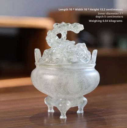 Powdered Glaze Taihu Stone Incense Burner Zen Oriental Tea Room Decor