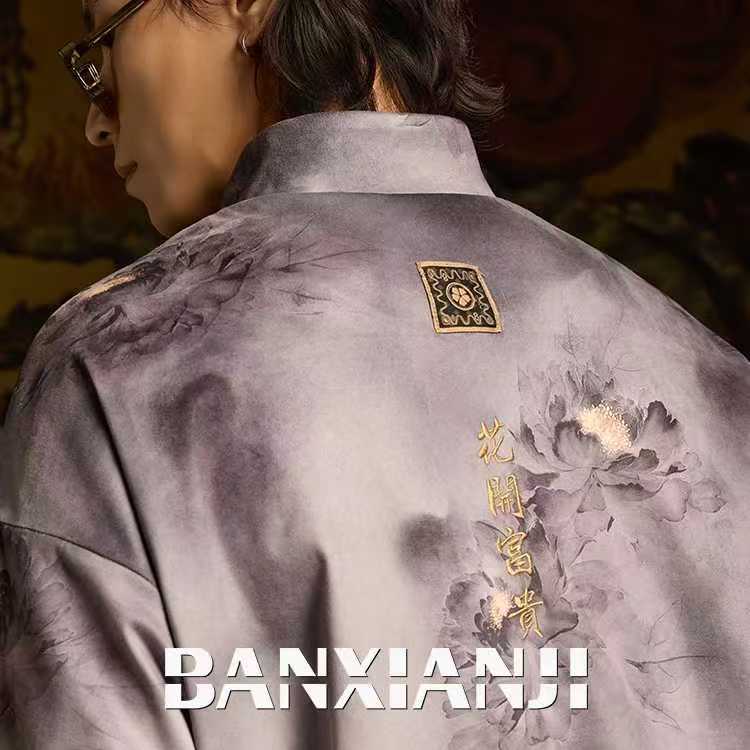 Lotus print traditional Tang suit jacket, new Chinese-style men's retro top
