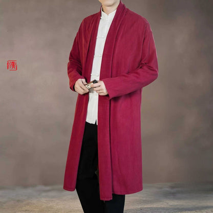 Medium to long length velvet long cloak Hanfu layman's Chinese meditation jacket