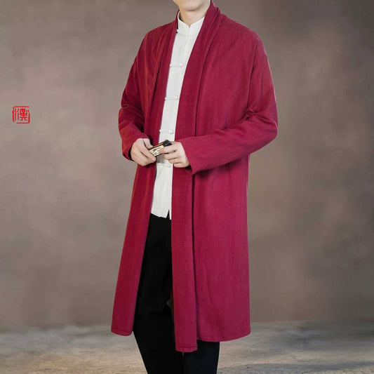 Medium to long length velvet long cloak Hanfu layman's Chinese meditation jacket