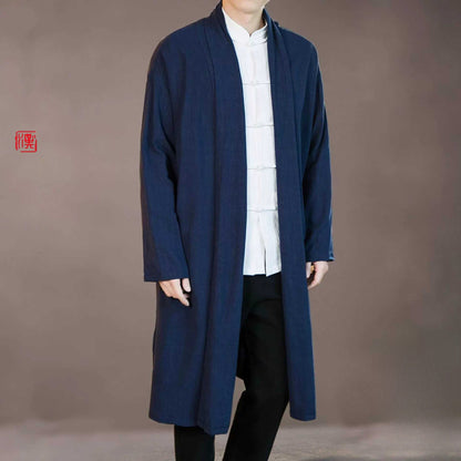 Medium to long length velvet long cloak Hanfu layman's Chinese meditation jacket