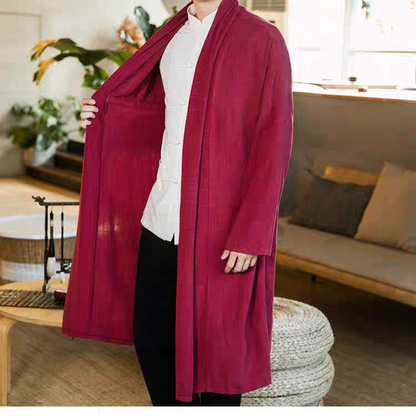 Medium to long length velvet long cloak Hanfu layman's Chinese meditation jacket