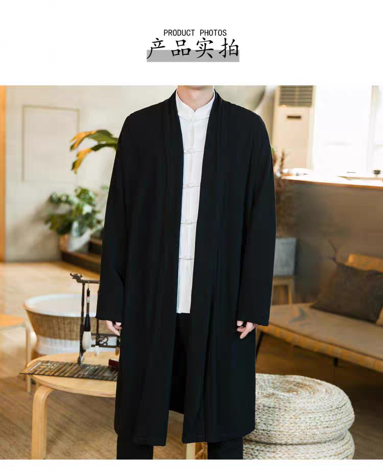 Medium to long length velvet long cloak Hanfu layman's Chinese meditation jacket
