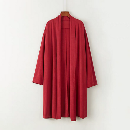 Medium to long length velvet long cloak Hanfu layman's Chinese meditation jacket