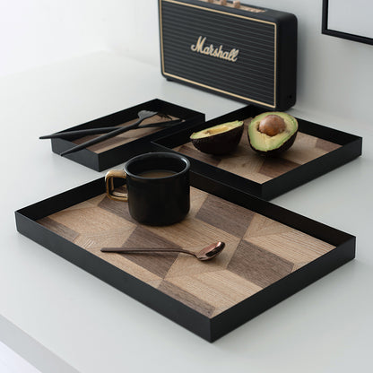 Wood Grain Woven Catchall Tray - Nordic Style Entryway Organizer