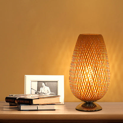 Bamboo Woven Table Lamp - Minimalist Asian Style Desk Light