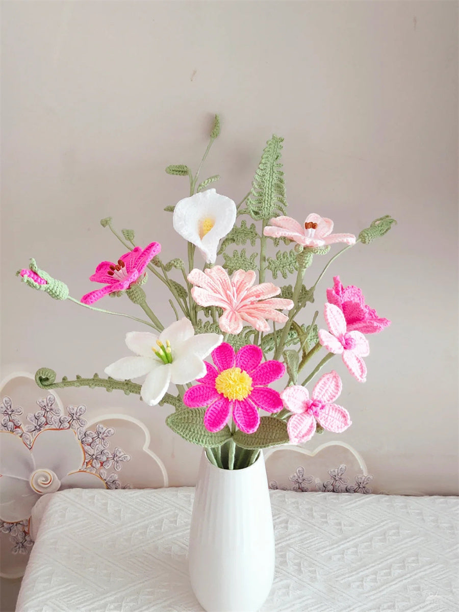 Hand-Woven DIY Wool Bouquet Kit - Crochet Flower Craft Material Package