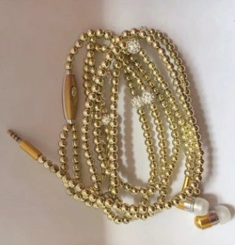 Pearl necklace earphones with wheat wire control universal earplugs trend new headset factory direct bass bass in-ear