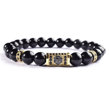 Black Copper Titanium Steel Bracelet - Natural Stone Geometric Design