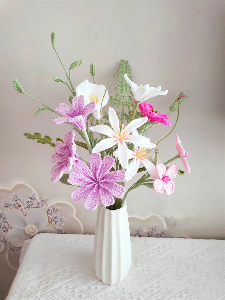 Hand-Woven DIY Wool Bouquet Kit - Crochet Flower Craft Material Package