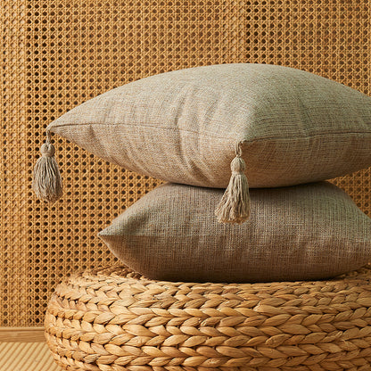 Cotton Linen Fringe Pillow Cover - Japanese Minimalist Cushion 45x45cm