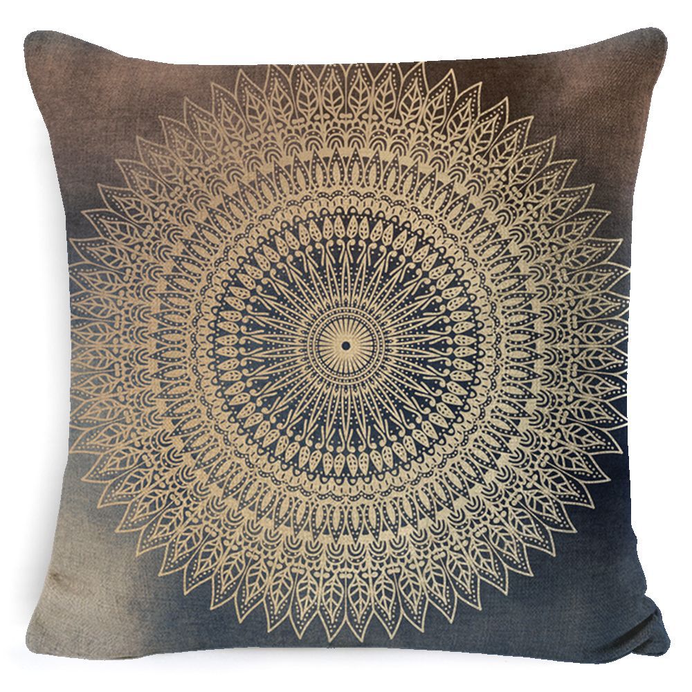 Bohemian Mandala Pillow Cover - Decorative Linen Cushion Cover 45x45cm