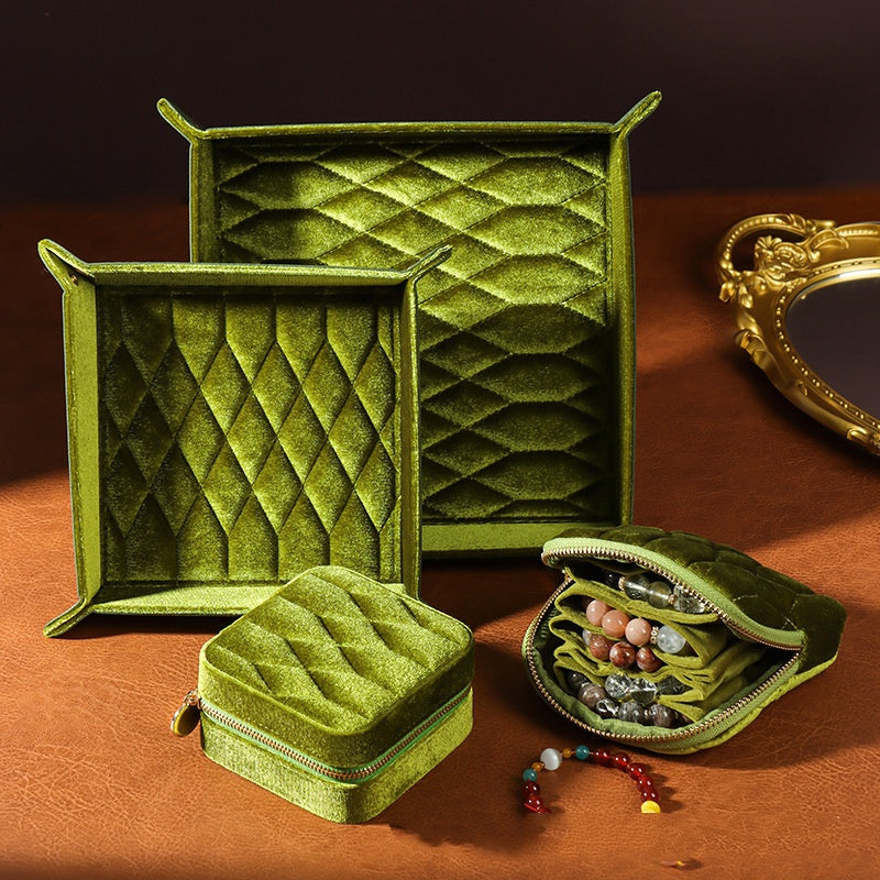 Velvet Jewelry Display Tray - Elegant Entryway Organizer for Keys & Accessories