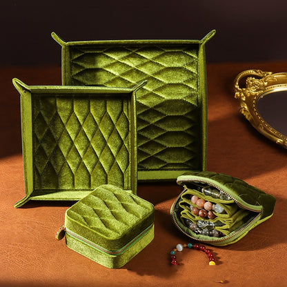 Velvet Jewelry Display Tray - Elegant Entryway Organizer for Keys & Accessories
