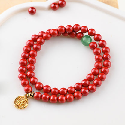 Cinnabar Raw Ore Transfer Beads Bracelet For Women