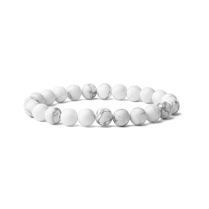 8mm Natural Gemstone Bracelet - Tiger Eye Stone & White Turquoise