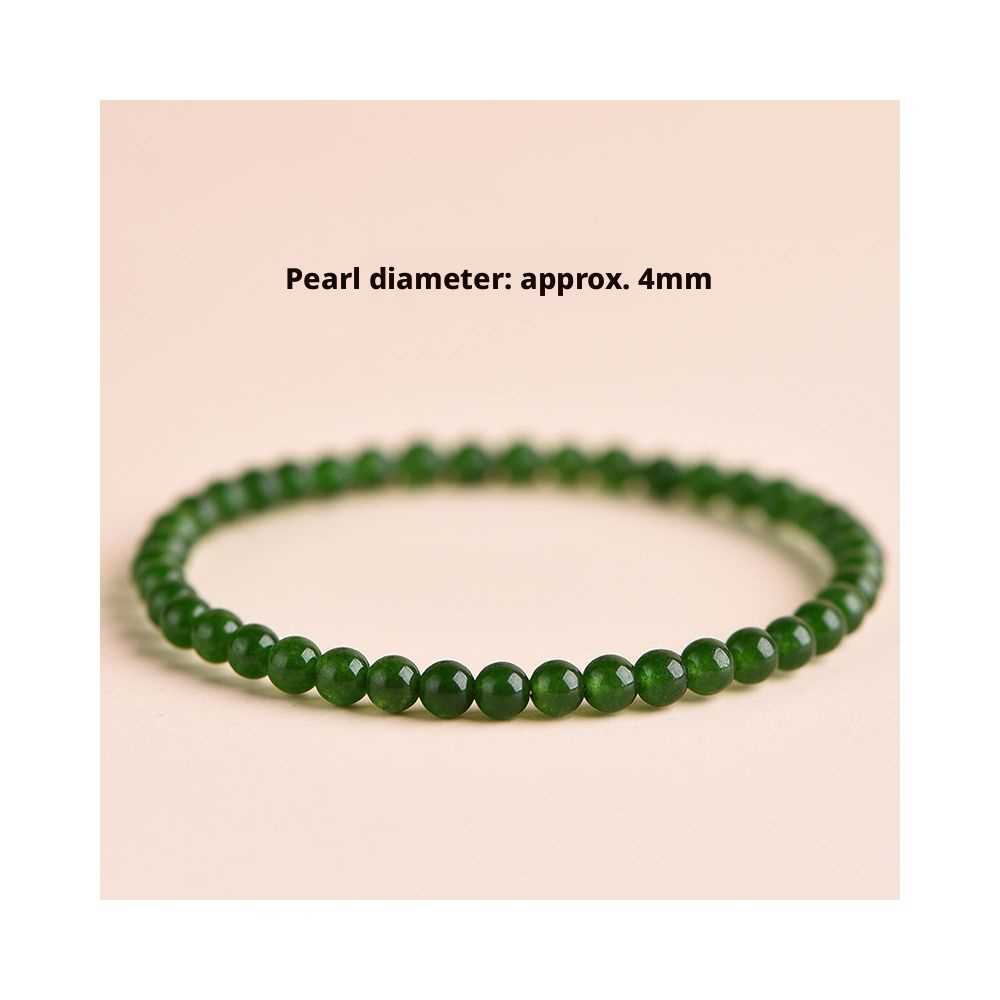 Hetian Jade Bracelet - Natural Green Jasper Beads Single Strand