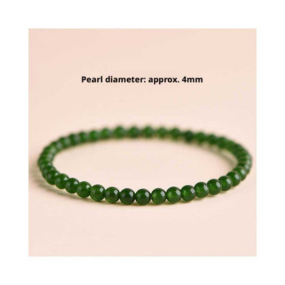 Hetian Jade Bracelet - Natural Green Jasper Beads Single Strand