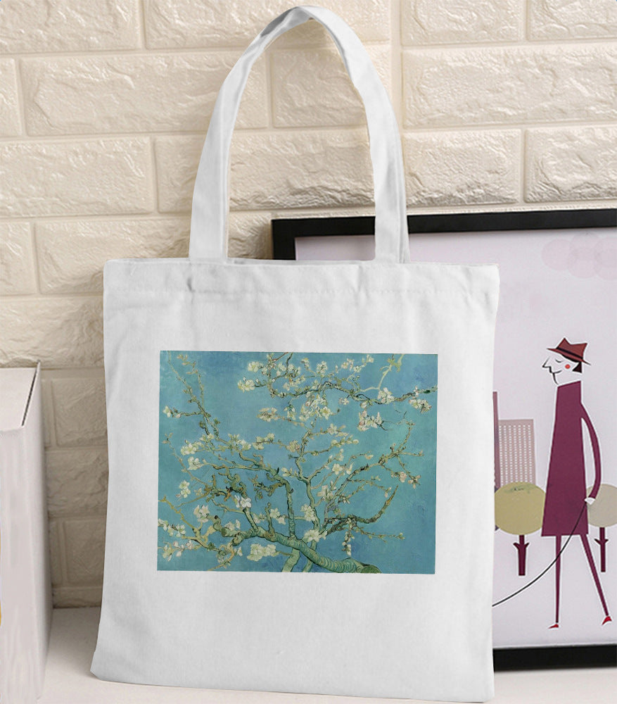 Van Gogh Canvas Tote Bag - Retro Art Print Shopping Handbag