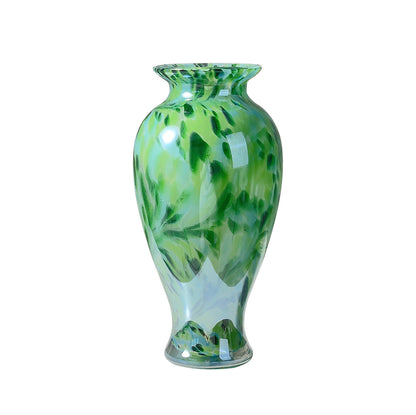 Retro Handmade Green Glass Vase - Emerald Peacock Green Home Decor
