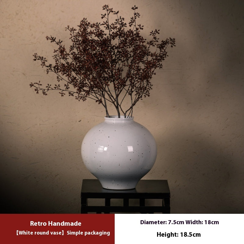 Handmade Coarse Pottery Water Plant Flower Arrangement Vase Ornaments