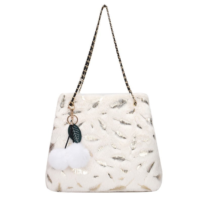 Plush Chain Shoulder Messenger Bag - Soft Crossbody Bag for Women