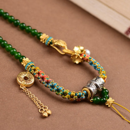 Tibetan Style Pendant Cord - Hand-Woven Peach Blossom Knot Necklace
