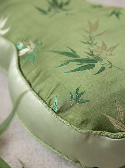 Chinese Style Gourd Pillow - Bamboo Leaf Pattern Decorative Cushion