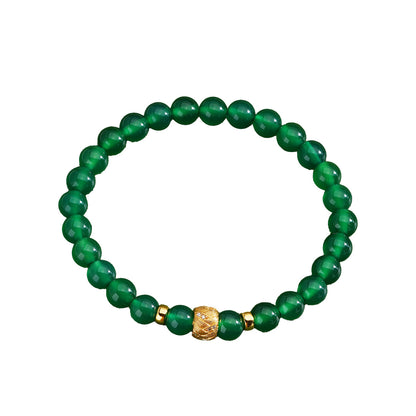 Natural Green Agate Bracelet Female S925 Sterling Silver Retro Simple