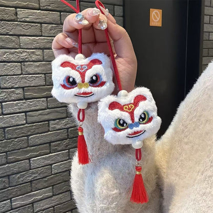 Plush Lion Tassel Keychain - Chinese Style Lucky Charm Ornament